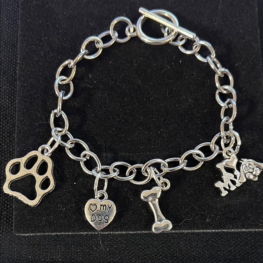 Dog Lover's Silver Charm Bracelet